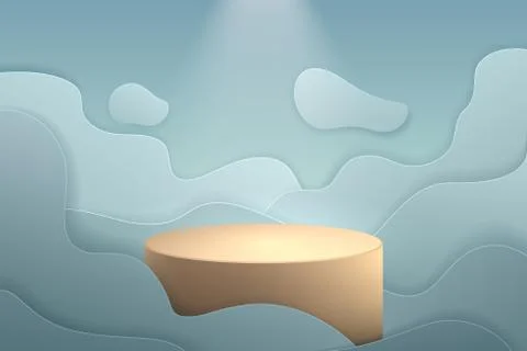 Podium with blue simple shape sky background Stock Illustration