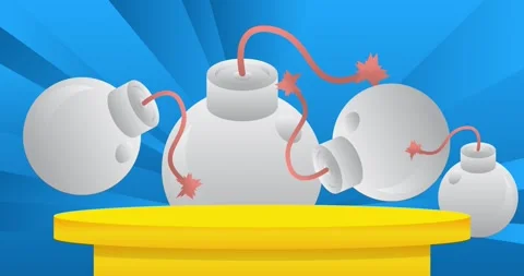 Podium with bomb animation Stockbeeldmateriaal 305720479