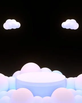Podium with clouds Stock Illustration