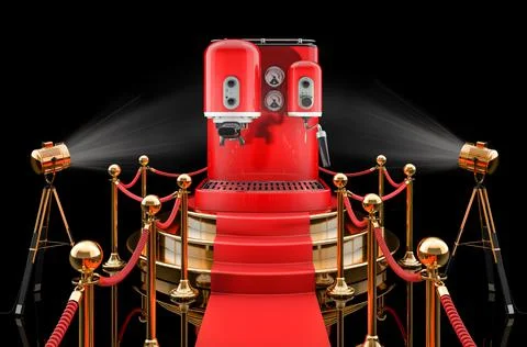 Podium with coffee machine retro design, 3D rendering Stock Illustration