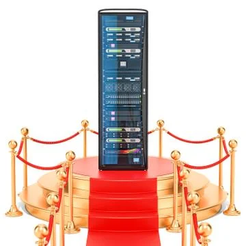 Podium with computer server rack, 3D rendering Stock-Illustration