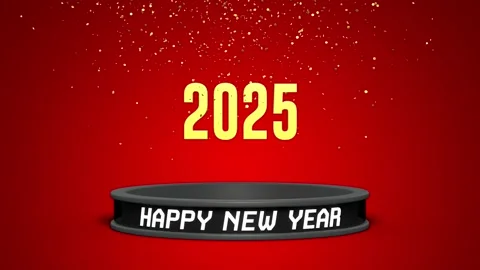 A podium with a countdown of 5 seconds, then the text 2025 which appears in.. Video stock 283167999