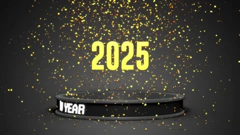 A podium with a countdown of 5 seconds, then the text 2025 which appears in.. Video stock 283168214
