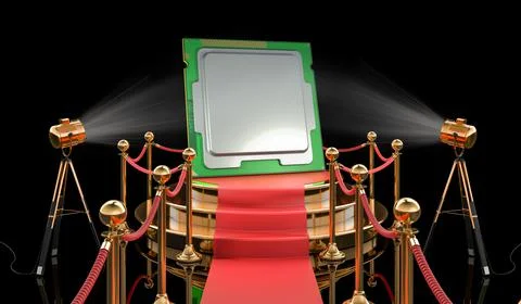 Podium with cpu, 3D rendering Stock Illustration