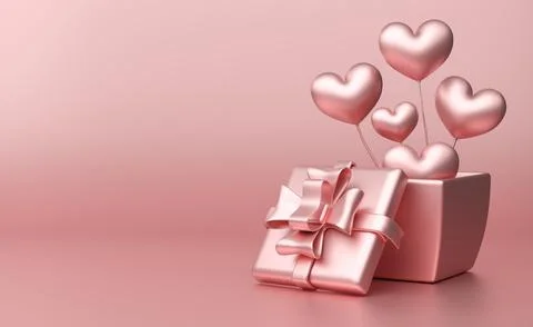 Podium empty with geometric shapes and gift box in pink pastel composition .. Stock Illustration