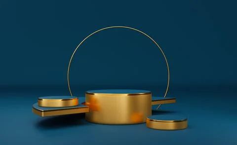 Podium empty with geometric shapes in blue composition for modern stage dis.. イラスト素材