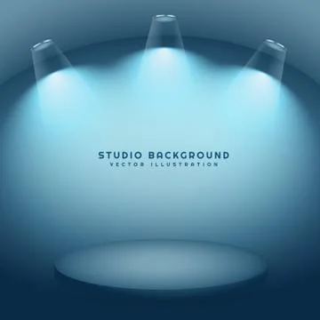 Podium in empty room with spot lights Illustrazione stock