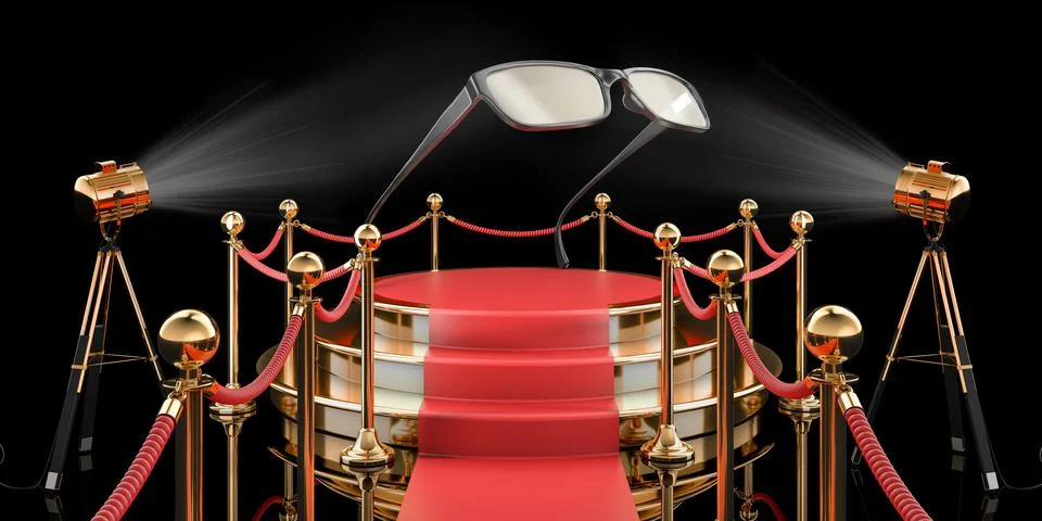 Podium with eyeglasses, 3D rendering Stock Illustration