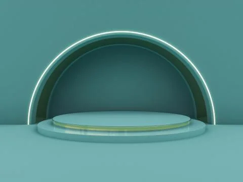 Podium on the floor. Abstract composition in minimal design. 3D Stock Photos