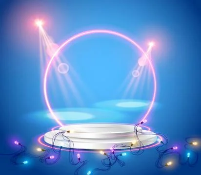 Podium frame in the background with spotlights. Vector illustration Stock Illustration