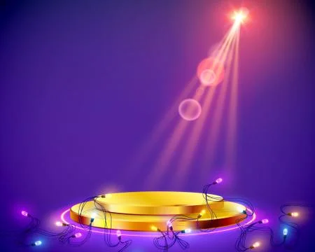 Podium frame in the background with spotlights. Vector illustration Stock Illustration