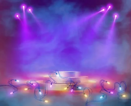 Podium frame in the background with spotlights. Vector illustration Stock Illustration