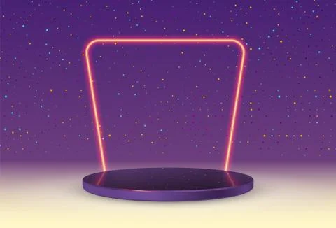 Podium frame in the background with spotlights. Vector illustration Illustrazione stock