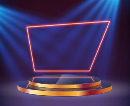 Podium frame in the background with spotlights. Vector illustration Stock Illustration