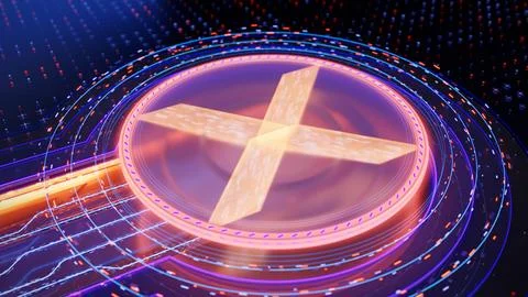 Podium Futuristic Sci fi 3D illustration. Glassmorphism. Neon Glass. Cyber Stock Illustration