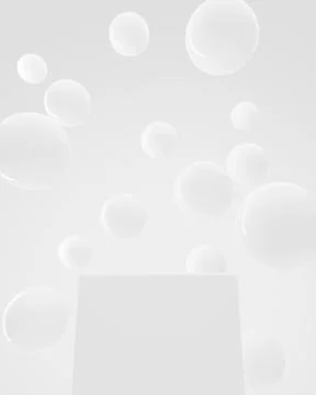 Podium with glossy balls. 3d render Stock Illustration