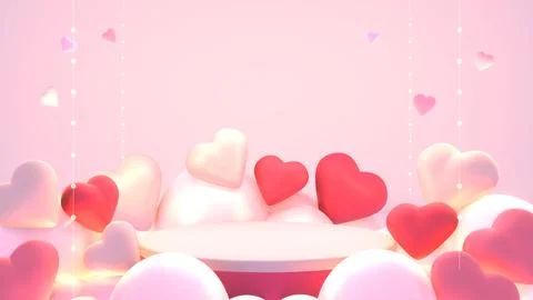 Podium with hearts Stock Illustration