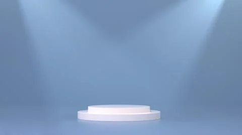 Podium with highlights on blue background. Empty podium platform. Stock Photos