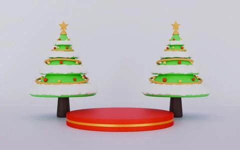 Podium with isolated xmas tree for merry Christmas Stock Illustration