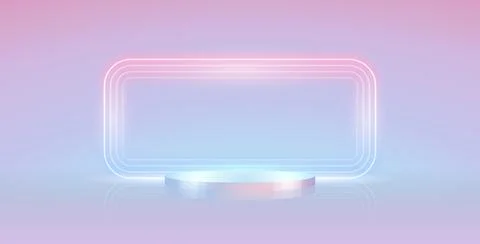 Podium with Light Neon Rectangular Frame イラスト素材