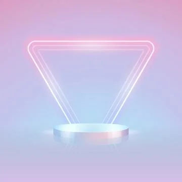 Podium with Light Triangular Neon Frame Illustrazione stock