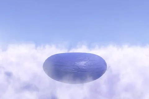 A podium made of stone in the sky, in the clouds. Illustration of a Very Peri Illustrazione stock