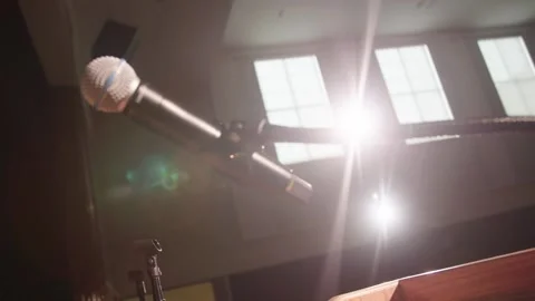 Podium Microphone in auditorium 스톡 동영상 139320928