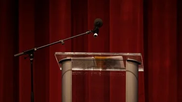 Podium with microphone on stage. Видео 85483495