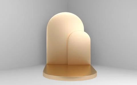 Podium minimal geometric white background and floor golden abstract.3D render Stock Illustration