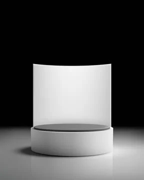 Podium mockup display with modern 3d white base and dark top for product pr.. Stock Illustration