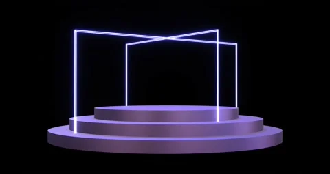 Podium with neon double laser frame Stock Footage 170665867