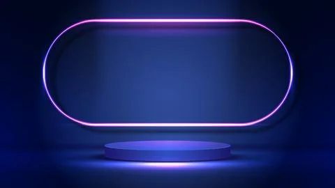 Podium or stand with line gradient neon in Sci-fi. abstract scene with pink.. 스톡 일러스트