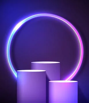 Podium or stand with line gradient neon in Sci-fi. abstract scene with pink.. Illustrazione stock