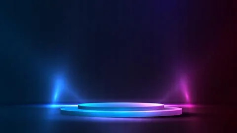 Podium or stand with line gradient neon in Sci-fi. abstract scene with pink.. Illustrazione stock