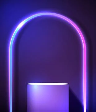 Podium or stand with line gradient neon in Sci-fi. abstract scene with pink.. Illustrazione stock
