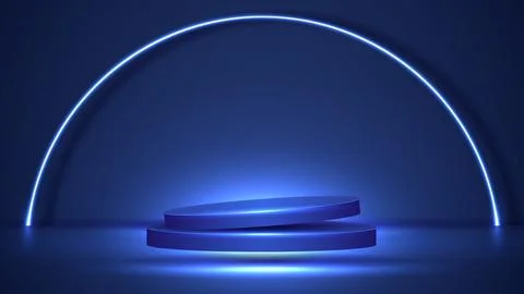 Podium or stand with line gradient neon in Sci-fi. abstract scene with pink.. Stock-Illustration