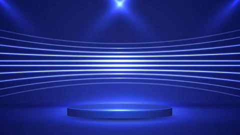 Podium or stand with line gradient neon in Sci-fi. abstract scene with pink.. Illustrazione stock