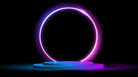 Podium or stand with line gradient neon in Sci-fi. abstract scene with pink.. 스톡 일러스트