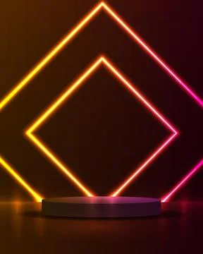 Podium or stand with line gradient neon in Sci-fi. abstract scene with pink.. Stock-Illustration