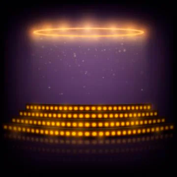 Podium for Performances with Spotlights. Stock Illustration