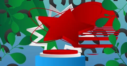 Podium platform Stage on blue moving image Stock Footage 345544893