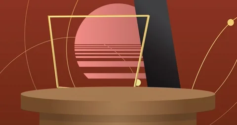 Podium platform Stage on brown Stock Footage 343754072