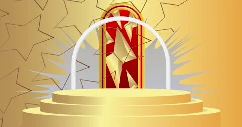 Podium platform Stage on gold Stock Footage 340177203
