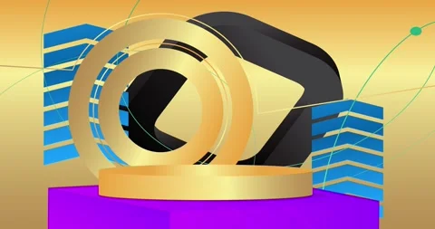 Podium platform Stage on gold Stock Footage 343754078