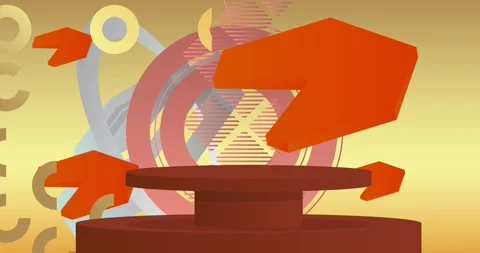 Podium platform Stage on gold moving image Stock Footage 345544892