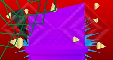 Podium platform Stage on red cartoon Stock Footage 345620544