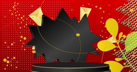 Podium platform Stage on red video Stock Footage 345693067