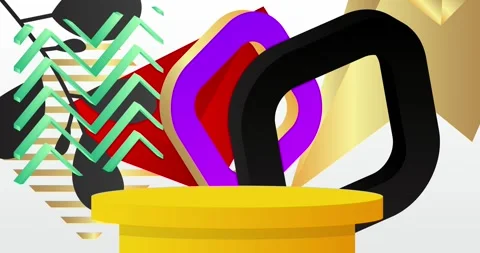Podium platform Stage on white moving image Stock Footage 345544896
