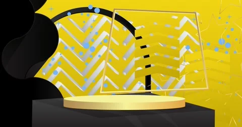 Podium platform Stage on yellow moving image Stock Footage 345544895