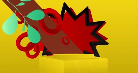 Podium platform Stage on yellow video Stock Footage 345693063